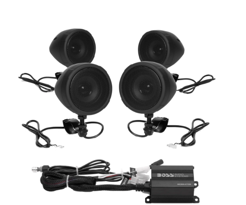 Boss Audio Systems Motorcycle Speaker Amplifier/ Bluetooth/ 3in Speakers 2 Pair- Black Boss Audio Audio AXOPROS