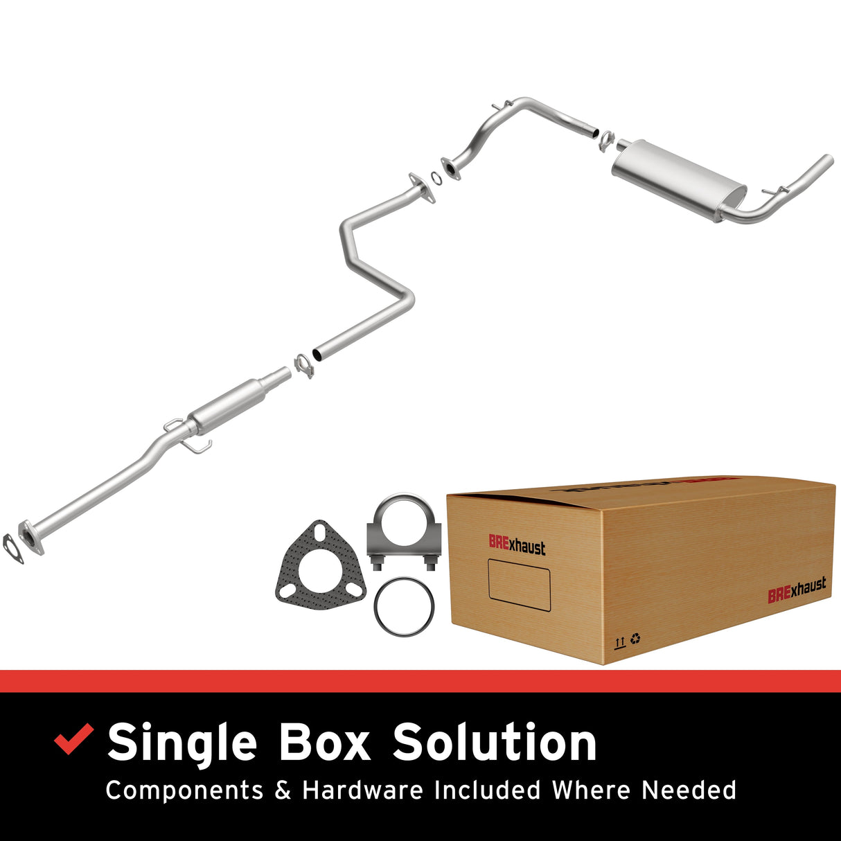 BRExhaust 1990-1991 Honda Civic 1.5L Direct-Fit Replacement Exhaust System BRExhaust Exhaust System Kit AXOPROS