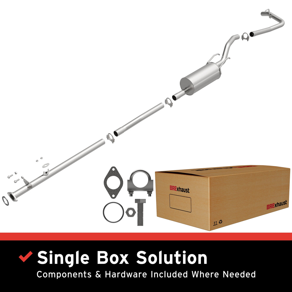 BRExhaust 1995-1997 Toyota Tacoma 2.4L Direct-Fit Replacement Exhaust System BRExhaust Exhaust System Kit AXOPROS