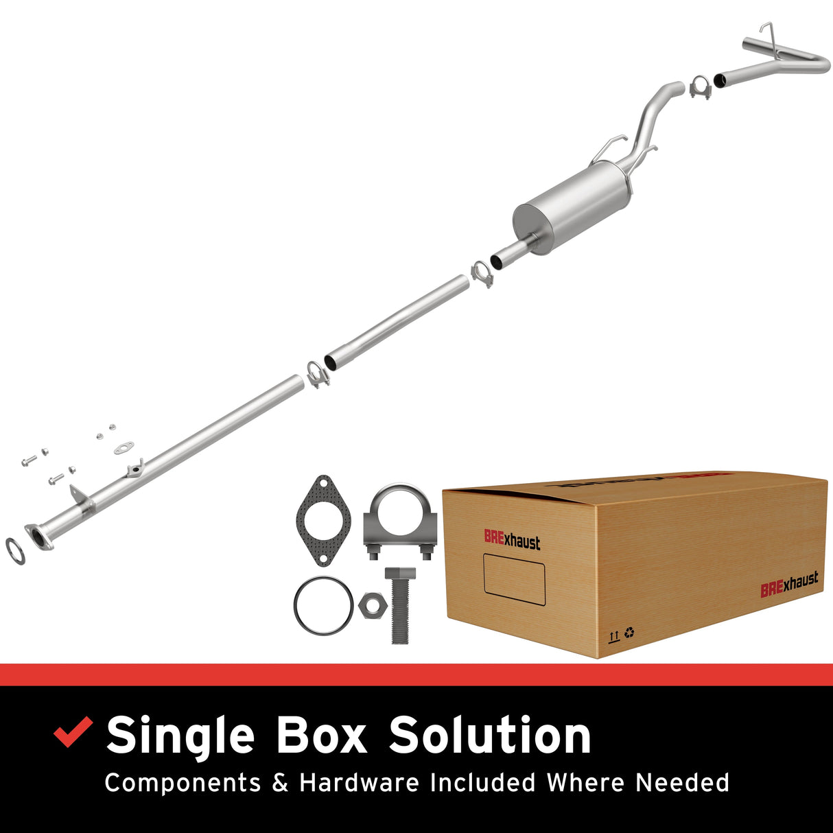 BRExhaust 1998-2000 Toyota Tacoma 2.4L Direct-Fit Replacement Exhaust System BRExhaust Exhaust System Kit AXOPROS