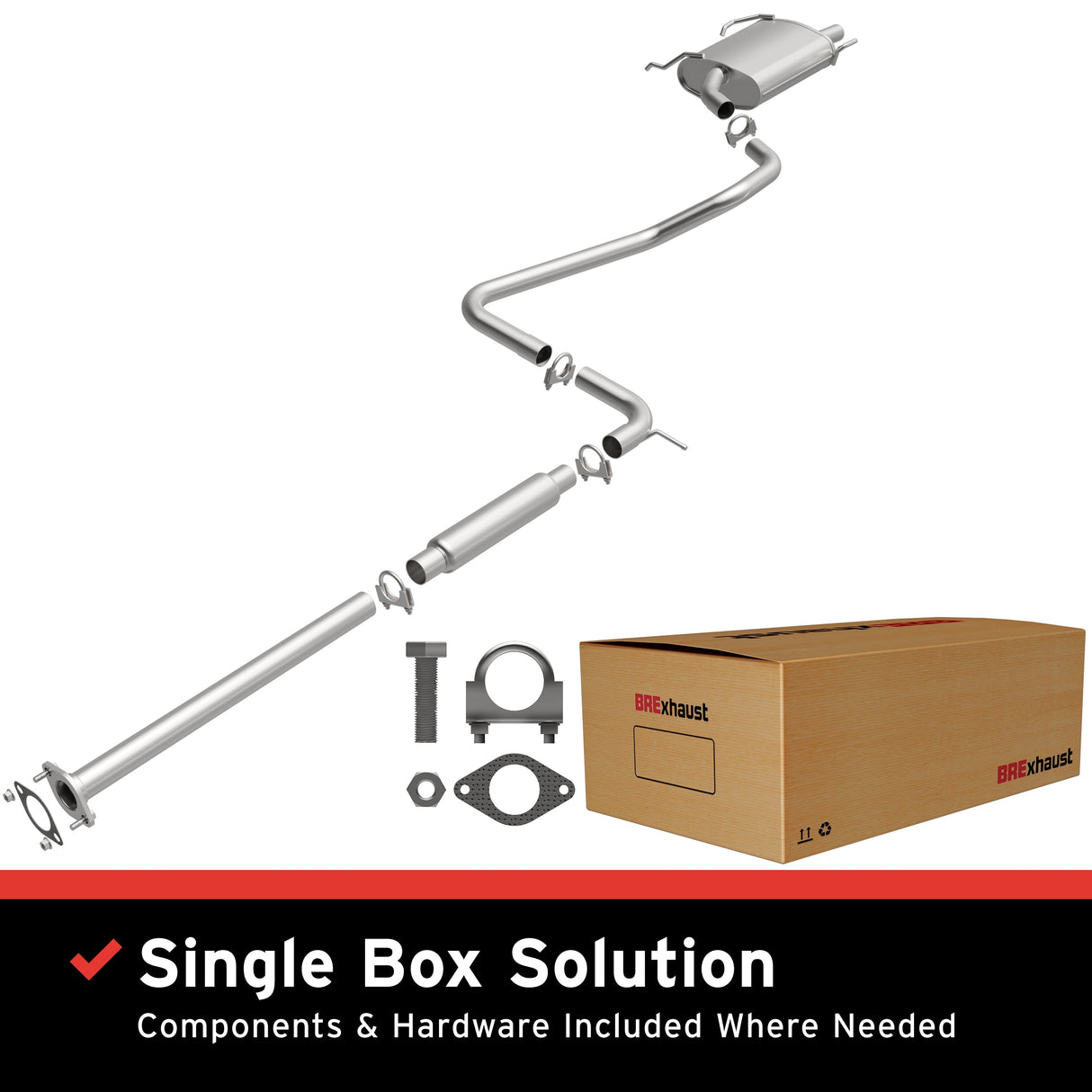 BRExhaust 1998-2001 Nissan Altima 2.4L Direct-Fit Replacement Exhaust System BRExhaust Exhaust System Kit AXOPROS