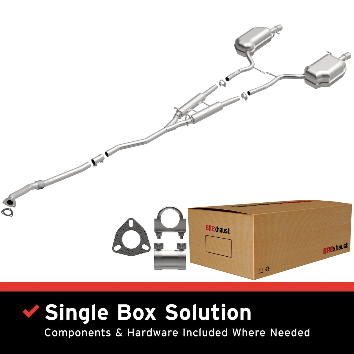 BRExhaust 2002-2005 Audi A4 Quattro 1.8L Direct-Fit Replacement Exhaust System BRExhaust Exhaust System Kit AXOPROS