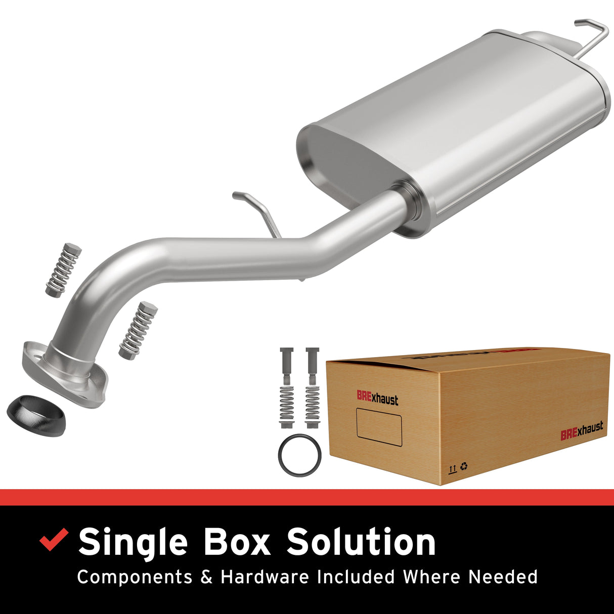 BRExhaust 2003-2013 Toyota Corolla 1.8L Direct-Fit Replacement Exhaust System BRExhaust Exhaust System Kit  AXOPROS