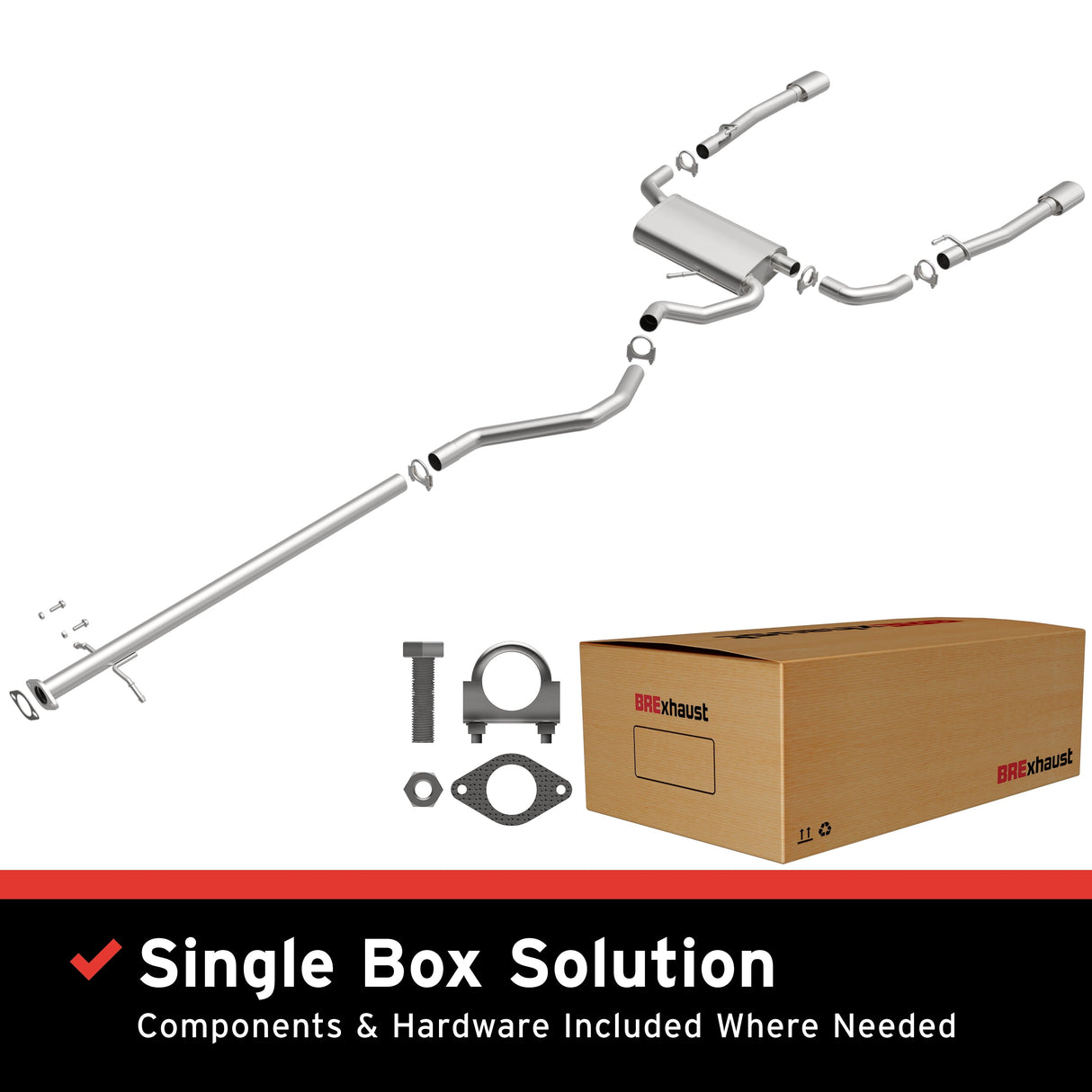 BRExhaust 2013-2016 Dodge Dart Direct-Fit Replacement Exhaust System BRExhaust Exhaust System Kit AXOPROS