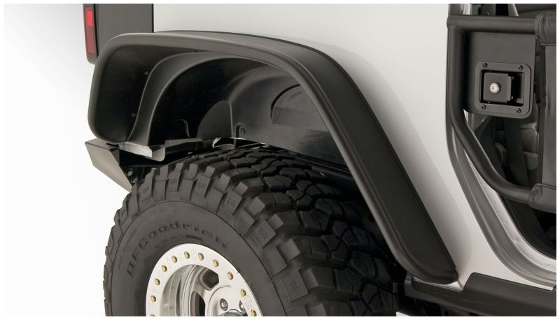 Bushwacker 07-18 Jeep Wrangler Flat Style Flares 2pc Fits 2-Door Sport Utility Only - Black Bushwacker Fender Flares  AXOPROS
