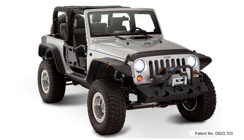 Bushwacker 07-18 Jeep Wrangler Flat Style Flares 4pc Fits 2-Door Sport Utility Only - Black Bushwacker Fender Flares AXOPROS