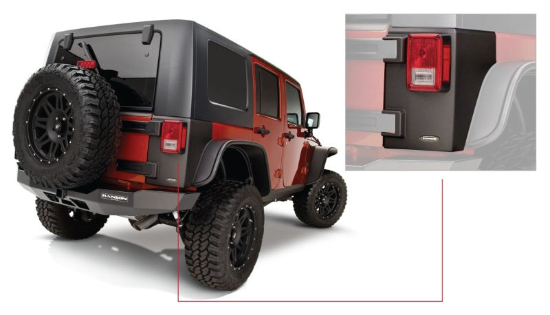 Bushwacker 07-18 Jeep Wrangler Trail Armor Rear Corners - Black Bushwacker Body Armor & Rock Rails AXOPROS