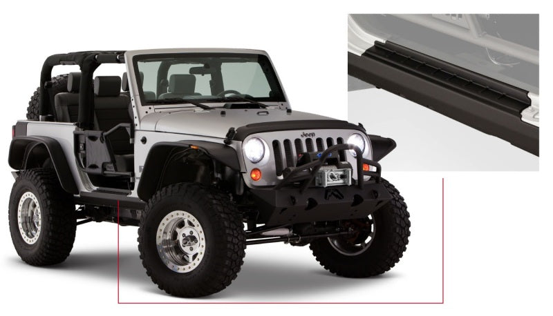 Bushwacker 07-18 Jeep Wrangler Trail Armor Rocker Panel and Sill Plate Cover - Black Bushwacker Body Armor & Rock Rails AXOPROS