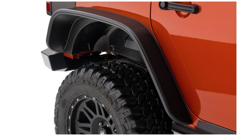 Bushwacker 07-18 Jeep Wrangler Unlimited Flat Style Flares 2pc 4-Door Sport Utility Only - Black Bushwacker Fender Flares  AXOPROS