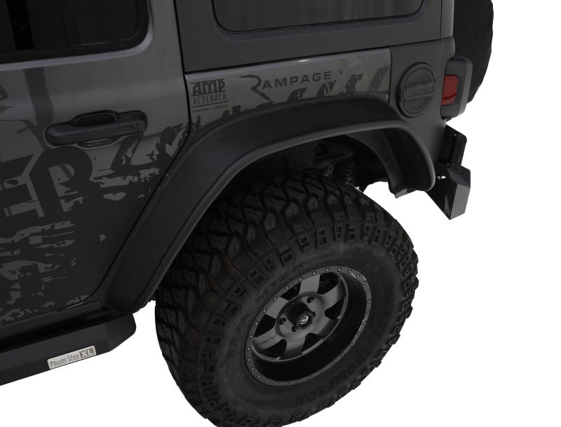 Bushwacker 2018+ Jeep Wrangler (JL) Unlimited Flat Style Flares 4pc - Black Bushwacker Fender Flares  AXOPROS