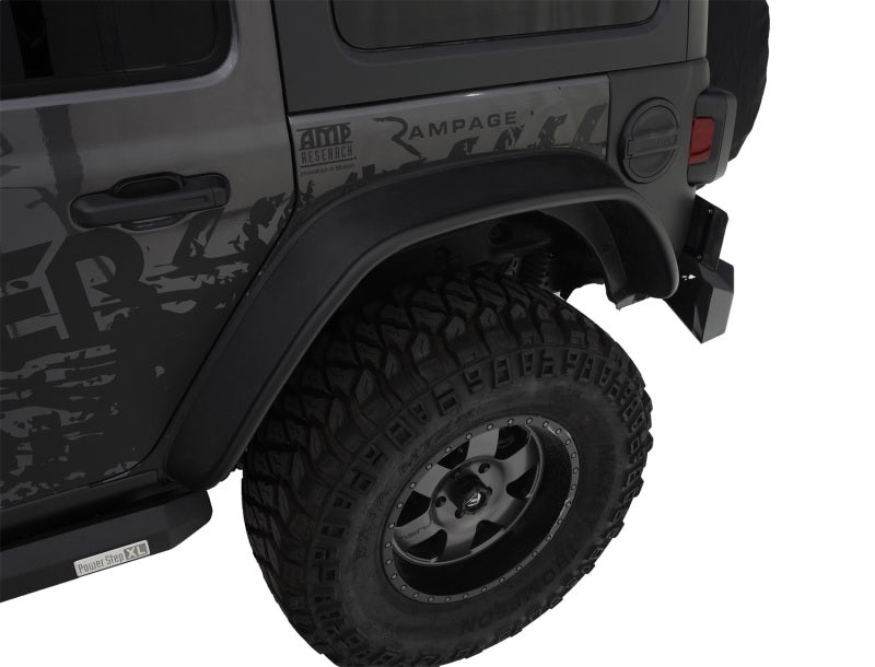 Bushwacker 2018+ Jeep Wrangler (JL) Unlimited Flat Style Flares 4pc - Black Bushwacker Fender Flares  AXOPROS