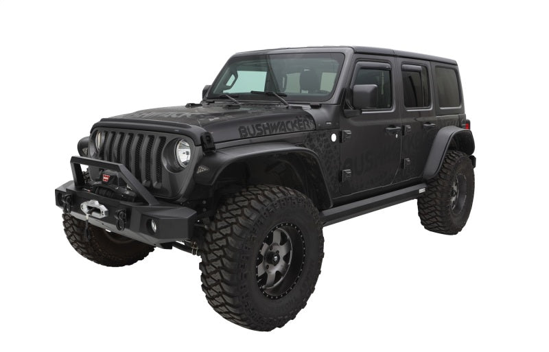 Bushwacker 2018+ Jeep Wrangler (JL) Unlimited Flat Style Flares 4pc - Black Bushwacker Fender Flares  AXOPROS