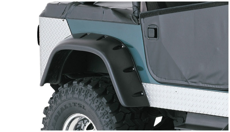 Bushwacker 59-83 Jeep CJ5 Cutout Style Flares 4pc - Black Bushwacker Fender Flares  AXOPROS