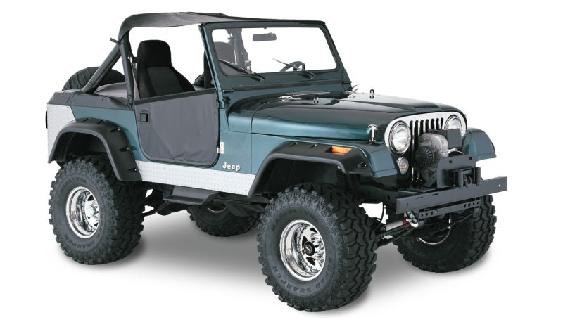 Bushwacker 59-83 Jeep CJ5 Cutout Style Flares 4pc - Black Bushwacker Fender Flares  AXOPROS
