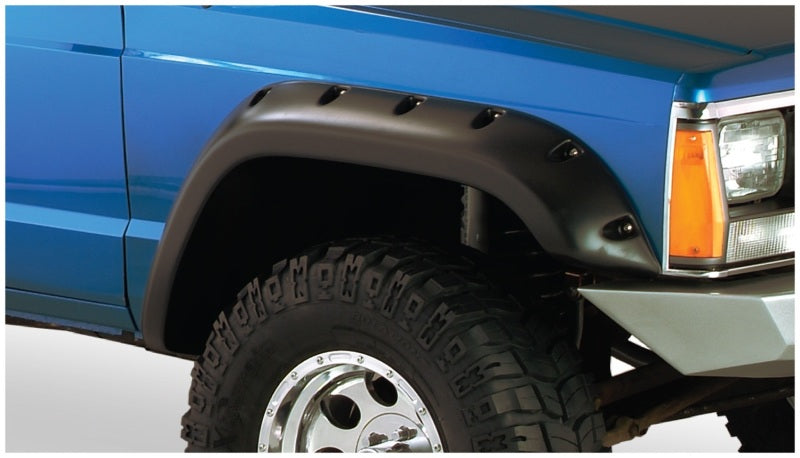 Bushwacker 84-01 Jeep Cherokee Cutout Style Flares 4pc Fits 2-Door Sport Utility Only - Black Bushwacker Fender Flares  AXOPROS