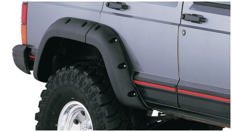 Bushwacker 84-01 Jeep Cherokee Cutout Style Flares 4pc Fits 4-Door Sport Utility Only - Black Bushwacker Fender Flares AXOPROS