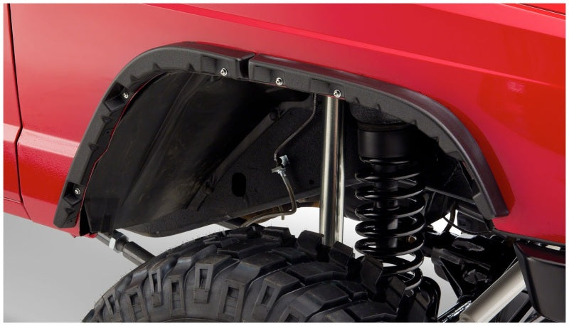 Bushwacker 84-01 Jeep Cherokee Flat Style Flares 4pc - Black Bushwacker Fender Flares  AXOPROS