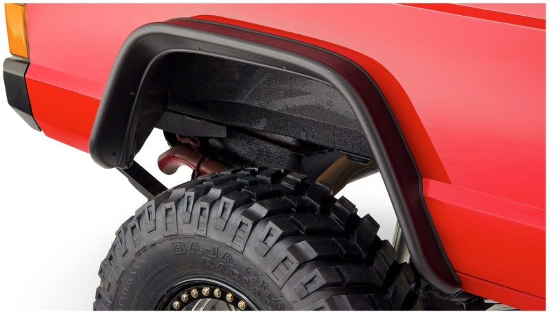 Bushwacker 84-01 Jeep Cherokee Flat Style Flares 4pc - Black Bushwacker Fender Flares  AXOPROS
