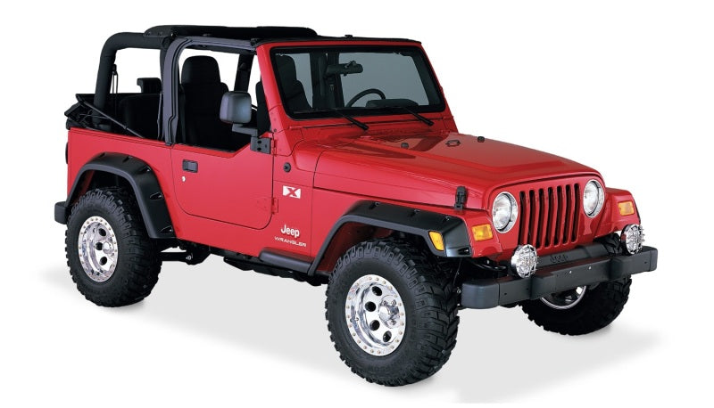 Bushwacker 97-06 Jeep TJ Pocket Style Flares 4pc - Black Bushwacker Fender Flares  AXOPROS