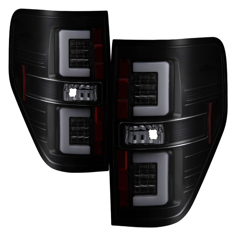 Spyder 09-14 Ford F150 V2 Light Bar LED Tail Lights - Blk Smoke (ALT-YD-FF15009V2-LBLED-BSM) SPYDER Tail Lights  AXOPROS