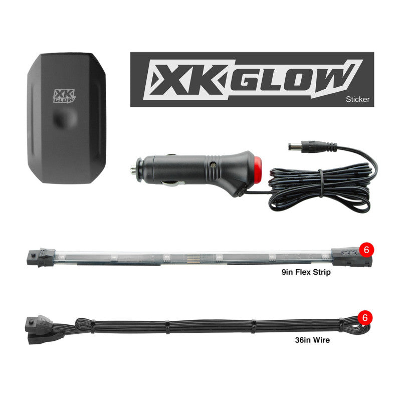 XK Glow Flex Strip Million Color XCHROME Smartphone App Controlled Undercar Kit 6x10In XKGLOW Light Accessories and Wiring AXOPROS