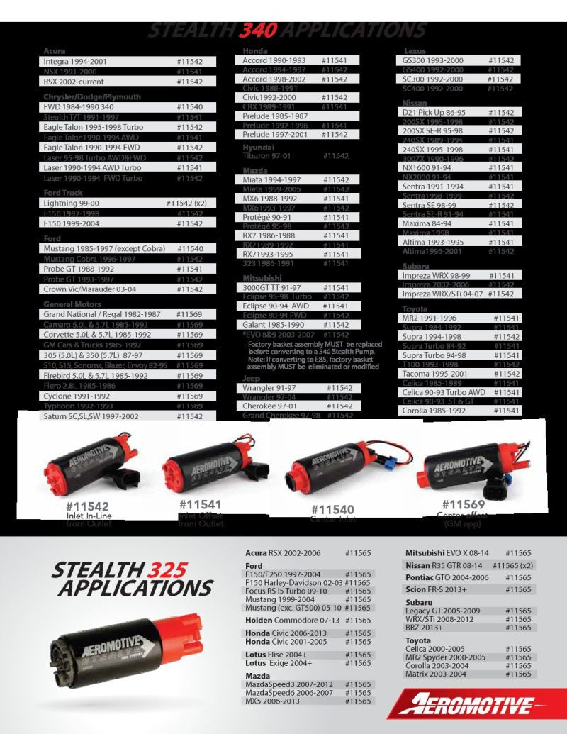 Aeromotive 325 Series Stealth In-Tank Fuel Pump - E85 Compatible - Compact 38mm Body Aeromotive Fuel Pumps  AXOPROS