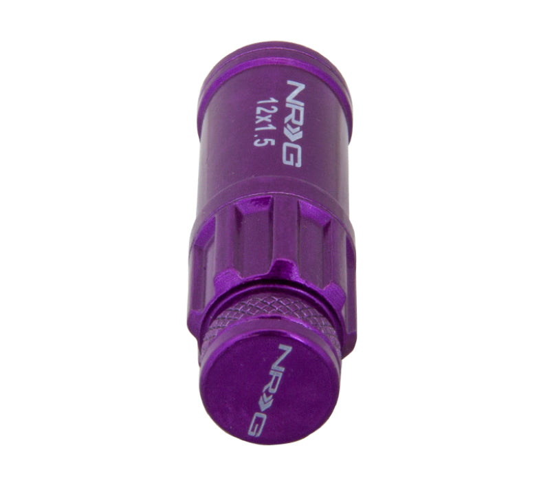 NRG 700 Series M12 X 1.5 Steel Lug Nut w/Dust Cap Cover Set 21 Pc w/Locks & Lock Socket - Purple NRG Lug Nuts AXOPROS