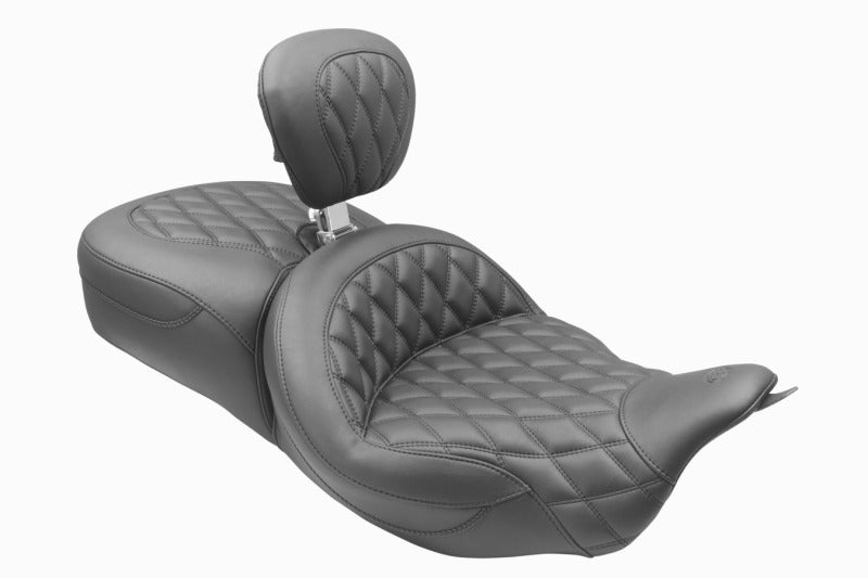 Mustang 08-25 Harley FL Touring Rd King Sp, Rd Glide Ltd, Dble Diamond ST Backrest - Black Mustang Motorcycle Two-Piece Motorcycle Seats AXOPROS