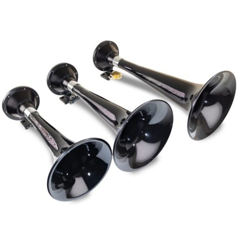 Kleinn Black Triple Horn/ 15In/13In/11In - High Impact ABS Trumpet/ Zinc Alloy Base Kleinn Air Horns Horns AXOPROS