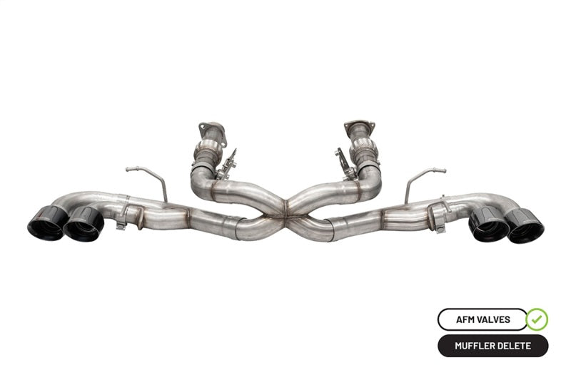 Corsa 20-24 Corvette C8 3in Xtreme Cat-Back Exhaust 4.5in Blk Quad Tips - Integrates stock AFM Valve CORSA Performance Catback AXOPROS