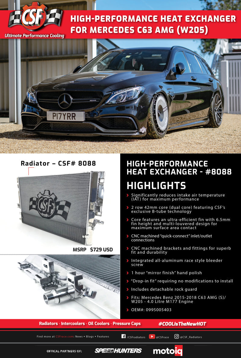 CSF 2015+ Mercedes Benz C63 AMG (W205) Front Mount Heat Exchanger w/Rock Guard CSF Radiators  AXOPROS