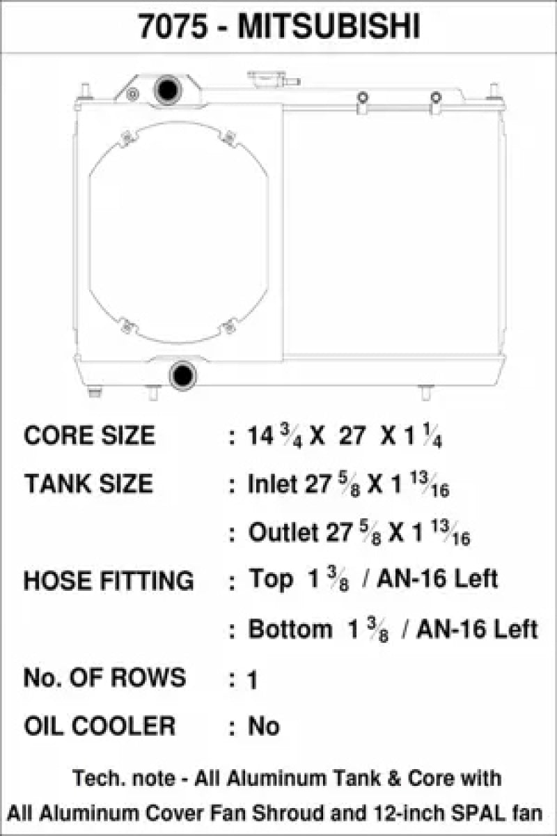 CSF 96-07 Mitsubishi Evo 4/5/6/7/8/9 Full-Slim Radiator w/12in Fan & Shroud/-16AN & Slip On Fitting CSF Radiators  AXOPROS