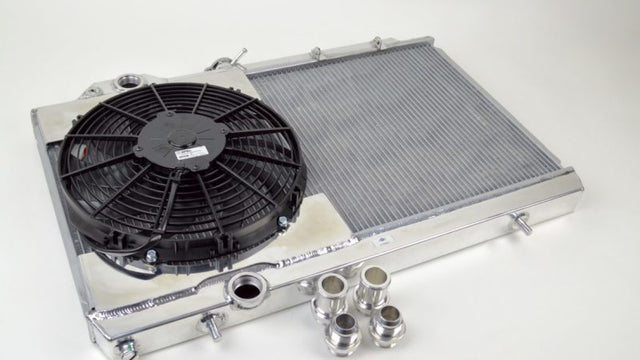 CSF 96-07 Mitsubishi Evo 4/5/6/7/8/9 Full-Slim Radiator w/12in Fan & Shroud/-16AN & Slip On Fitting CSF Radiators  AXOPROS