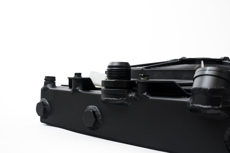 CSF Universal Half Radiator w/-16AN & Slip-On Fittings/12in SPAL Fan & Shroud - Black Finish CSF Radiators  AXOPROS
