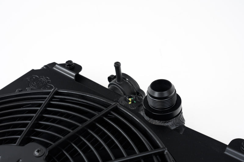 CSF Universal Half Radiator w/-16AN & Slip-On Fittings/12in SPAL Fan & Shroud - Black Finish CSF Radiators  AXOPROS