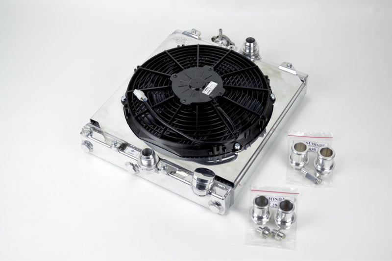 CSF Universal Half Radiator w/-16AN & Slip-On Fittings/12in SPAL Fan & Shroud CSF Radiators AXOPROS