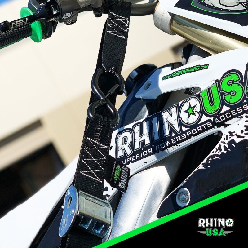 Rhino USA Cambuckle Motorcycle Tiedown Straps 2-Pack (Black) 1.5In X 8Ft Rhino USA Cargo Tie-Downs AXOPROS
