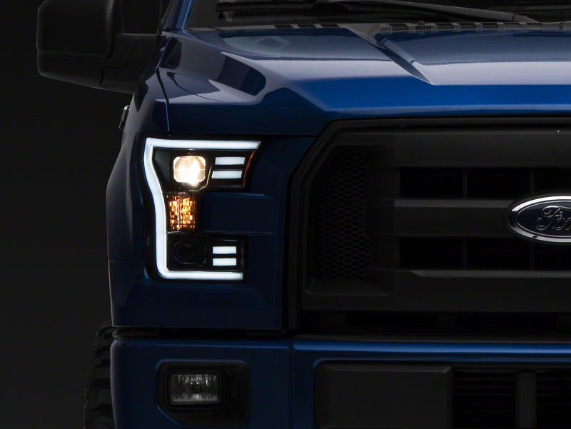 Raxiom Raxiom 15-17 Ford F-150 G3 Projector Headlights w/ LED Accent- Black Housing (Clear Lens) Headlights aftermarket performance part