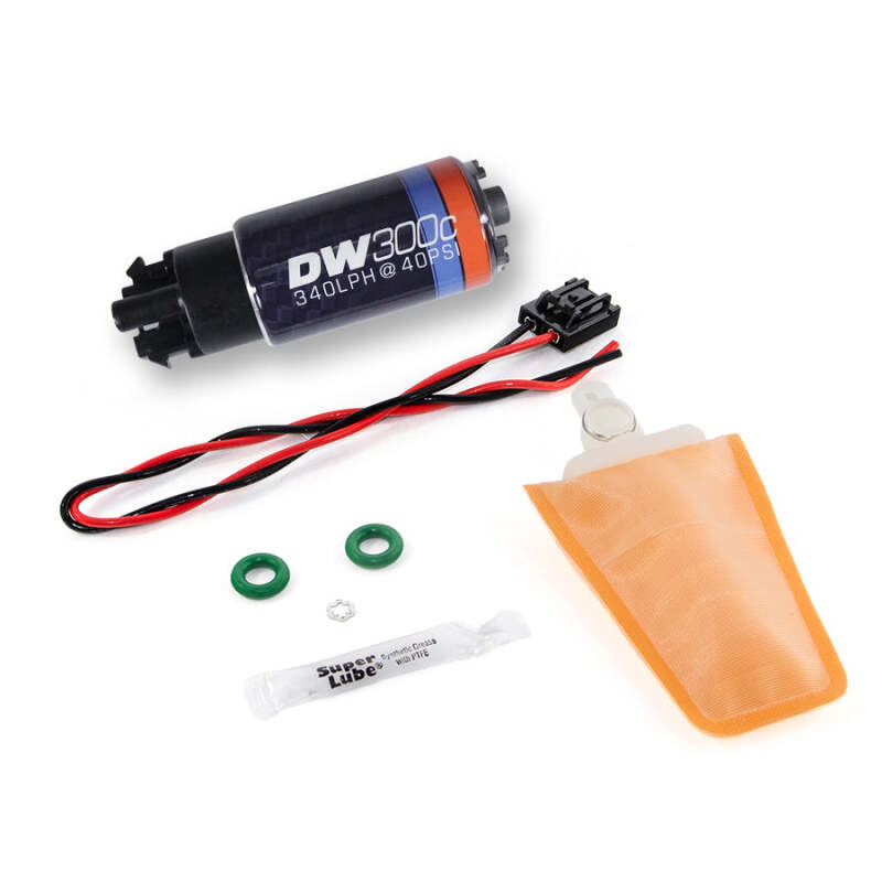 DeatschWerks 340lph DW300C Compact Fuel Pump w/ 04+ Lotus Elise/Exige Set Up Kit (w/ Mounting Clips) DeatschWerks Fuel Pumps AXOPROS