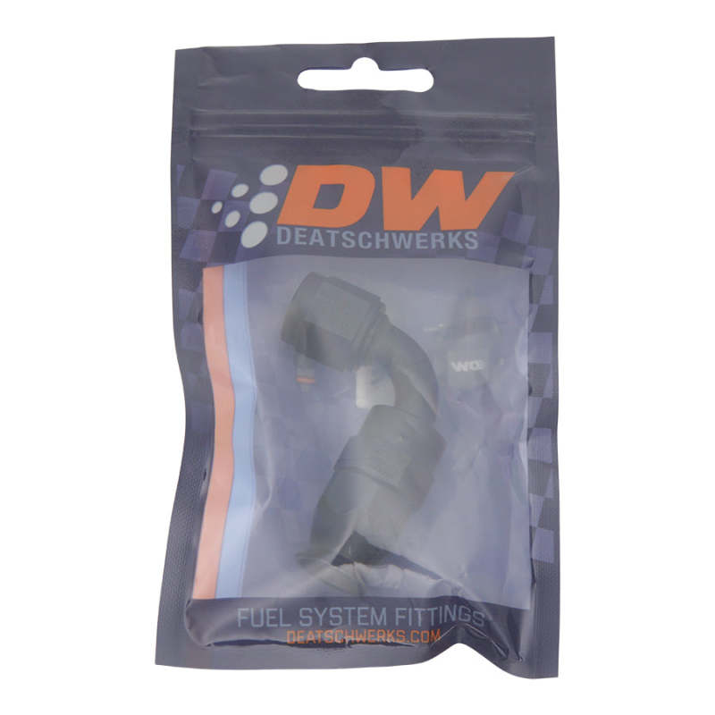 DeatschWerks 6AN Female Swivel 90-Degree Hose End PTFE (Incl 1 Olive Insert) - Anodized Matte Black DeatschWerks Fittings AXOPROS