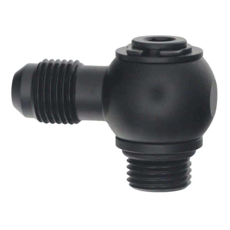 DeatschWerks 6AN ORB Male to 6AN Male Flare Low Profile 90-Degree Swivel - Anodized Matte Black DeatschWerks Fittings AXOPROS