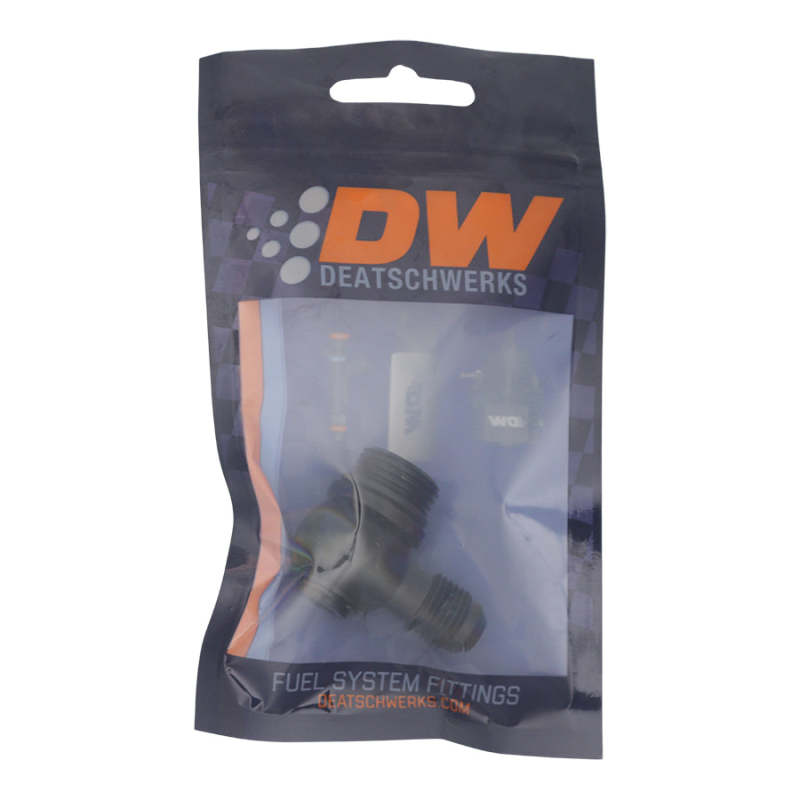 DeatschWerks 8AN ORB Male to 6AN Male Flare Low Profile 90-Degree Swivel - Anodized Matte Black DeatschWerks Fittings AXOPROS