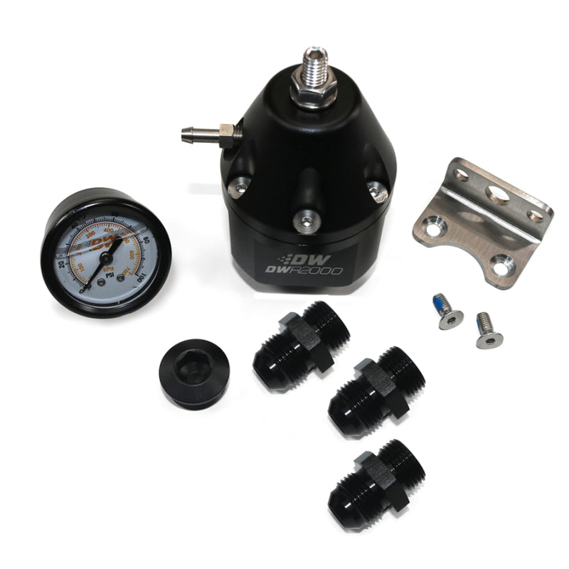 DeatschWerks DWR2000 AFPR + Pressure Gauge + 10AN & 8AN Fittings - Anodized Black DeatschWerks Fuel Pressure Regulators AXOPROS