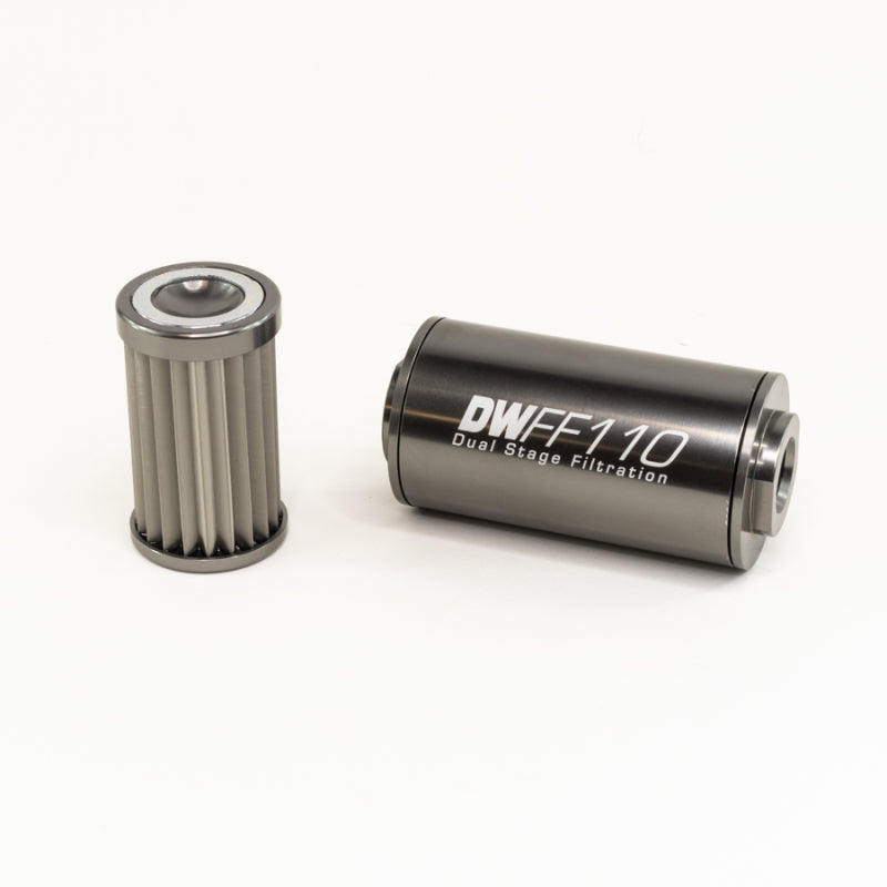 DeatschWerks Stainless Steel 10AN 10 Micron Universal Inline Fuel Filter Housing Kit (110mm) DeatschWerks Fuel Filters  AXOPROS