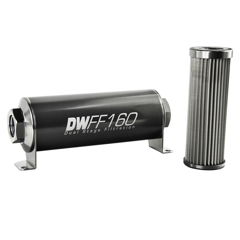 DeatschWerks Stainless Steel 10AN 10 Micron Universal Inline Fuel Filter Housing Kit (160mm) DeatschWerks Fuel Filters AXOPROS