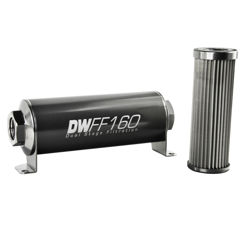 DeatschWerks Stainless Steel 10AN 10 Micron Universal Inline Fuel Filter Housing Kit (160mm) DeatschWerks Fuel Filters AXOPROS