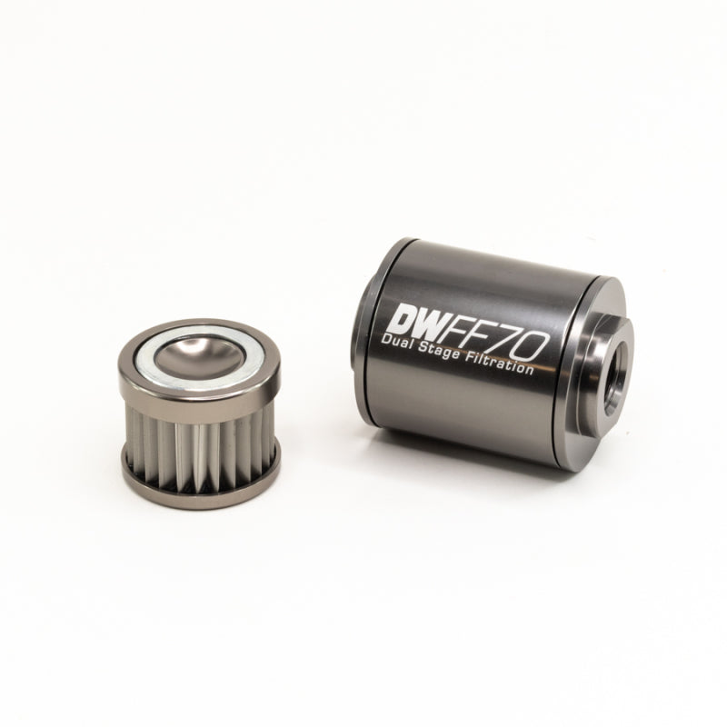 DeatschWerks Stainless Steel 10AN 10 Micron Universal Inline Fuel Filter Housing Kit (70mm) DeatschWerks Fuel Filters  AXOPROS