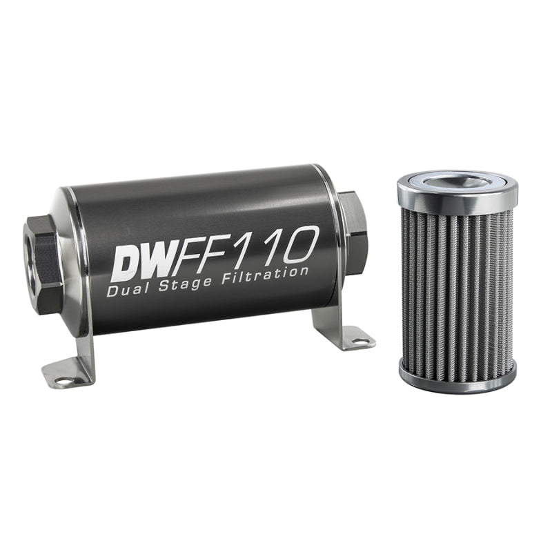 DeatschWerks Stainless Steel 10AN 100 Micron Universal Inline Fuel Filter Housing Kit (110mm) DeatschWerks Fuel Filters AXOPROS