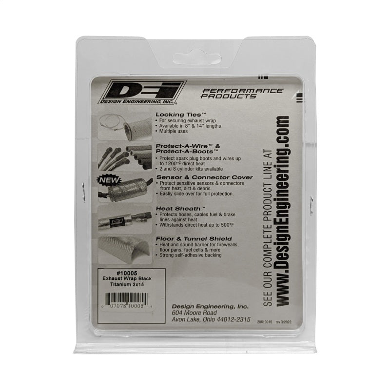 DEI Exhaust Wrap 2in x 15ft - Titanium - Black DEI Exhaust Wrap  AXOPROS