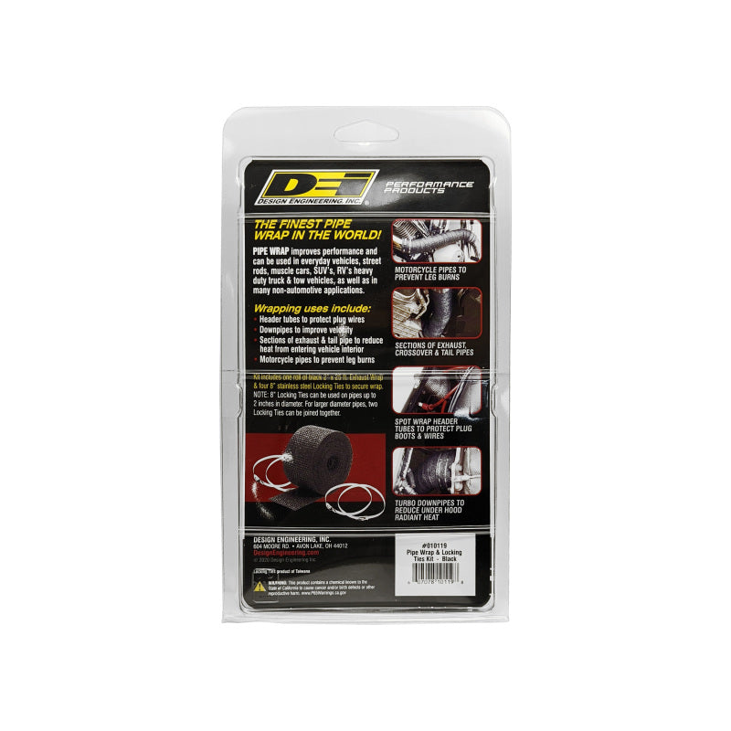 DEI Exhaust Wrap Kit - Pipe Wrap and Locking Tie - Black DEI Exhaust Wrap  AXOPROS